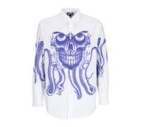 Skull Long Sleeve Shirt White- male- Octopus- Casual Shirts- White- XL- Shirts XL
