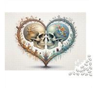 Skull Love Symbol 1000 Piece Thick Cardboard Classic Jigsaw Puzzle Adults Educational Challenge Beautiful Decoration Value Pack 70x50cm/1000pcs