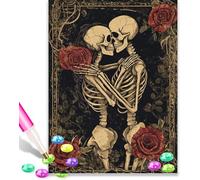 Skull Lovers Kissing 5D Diamond Art Kits Adults 12x16 Inch Diamond Art Kit for Beginners, DIY Full Drill Diamond Painting Gem Art and Crafts, for Gift Home Wall Decor 10947