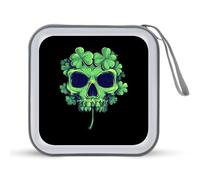 Skull Lucky Shamrock Portable CD Case Holder 48 Capacity Travel DVD Storage Boxs Wallet Bag