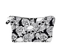 Skull Makeup Bag - 8.66 Inches Polyester Cosmetic Pouch | Lightweight Travel Organizer - Portable Durable Storage Holds All Beauty Tools Ideal for Toiletries Makeup Brushes Lipsticks On Vacation Home