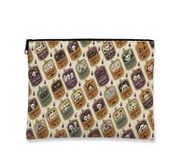 Skull Makeup Bag, Colorful Halloween Cosmetic Travel Pouch for Women, Portable Small Canvas Zipper Organizer, Festival Toiletry Bag 7x9 Inch