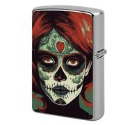 Skull Makeup Lighter Case Metal Protective Cover with Double-Sided Art Design, Cool Lighters Pouch Shockproof Lighter Cover for Men Women Gifts, Lighters Not Included