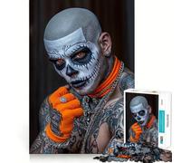 Skull Makeup Portrait︰ Sinister Elegance 1000 Piece Jigsaws for Teenagers Mind Exercise Toy Mental Relax Design Assembly Santa Wish List 38x26cm