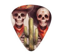 Skull-Marigold-Candle-Cactus 12 Pack Guitar Picks With 3 Thicknesses And Storage Box, Abs Plectrums For Electric Bass Guitar Players