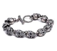 Skull Men's Bracelet in Sterling Silver, Domineering Retro Fashion Bracelet Men and Women Couple Punk High-end Lucky Gift Souvenir Jewelry.