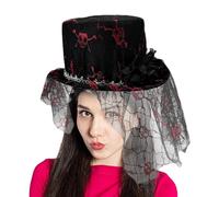 Skull Mesh Fascinator Hat | Women Skull Mesh Horror Top Hat for Halloween,Seasonal Girls Headpiece Gothic Stage Fascinators for Carnival, Theater Performances