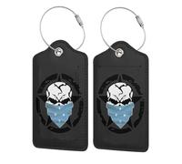 Skull Micronesia Micronesians Flag Luggage Tag for Suitcases PU Leather Baggage Bag Backpack Tags Decor with Privacy ID Label Address Card Protection for Men Women Travel Gift 2 PCS