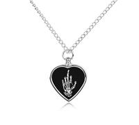 Skull Middle Finger Urn Necklace for Ashes Heart Pendant Necklace Memorial Necklace Jewellery For Women Men
