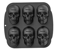 Skull Mold 6 Grid Smile Face Skull Silicone Mold DIY Easy Release Halloween Molds Washable Reusable Creepy Resin Molds for Cake, Chocolate, Soap ..