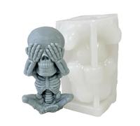 Skull Mold, Silicone Skull Mould - Listen to see Tool no evil skull statues 3d,Handmade Candle Making Epoxy Resin Mould that Silicone to Make Figures
