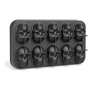 Skull Molds for Baking, 10-Cavity Black Silicone Molds for Whiskey Cocktail