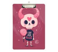 Skull Monsters Candy Cute Organizer with clipboard Standard Hole for Classroom Supplies for Teachers Elementary Size 9 x 12 Silver