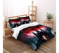 Skull Moon Gothic Bedding Set 3D Design Gothic Themes Duvet Cover Set 3 Pieces Chic Breathable Comforter Cover Universal for All Seasons with Pillowcase Super King（260x220cm）