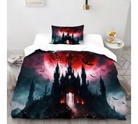 Skull Moon Gothic Bedding Set Theme Bedspread Gothic Themes Duvet Cover Set Microfiber Comforter Cover Universal for All Seasons with Pillow Single（135x200cm）