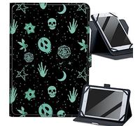 Skull Moon Gothic Universal 9.0-10.5 inch Tablet Case, 360 Degree Rotating Kickstand Multi Angles Viewing Cover PU Leather Tablet Protector Case for 9.0-10.5 inch Touchscreen Tablet