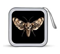 Skull Moth CD Holder Case with 40 Capacity Protective Sleeves Hard DVD Storage Wallet for Car