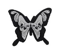 Skull Moth Embroidered Patch Rock Heavy Metal Sew Iron On Badge Gothic Butterfly Death Gift Jacket Bag Punk Applique Goth Gothic Emo Skeleton Hawk Hawkmoth