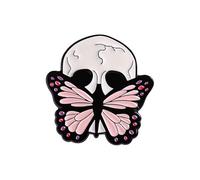 Skull Moth Pin Badge Gothic Pagan Halloween Brooch Hawkmoth Goth Dark Butterfly Jacket Bag Lapel Jewellery Accessory Skulls Moths Butterflies Hawk Moth Death Emo Skeleton (Skull + Pink Butterfly)