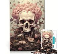 Skull Moths And Mushrooms 1000 Piece Jigsaw Puzzles for Adults Memory Boost Family Joy Pattern Assembly Santa Wish Pick 38x26cm