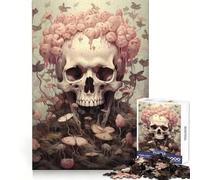 Skull Moths And Mushrooms 1000 Piece Jigsaw Puzzles for Adults Teenagers Memory Upgrade Light Relax Sharp Cut Lovely Gift 38x52cm
