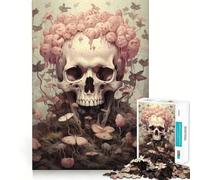 Skull Moths And Mushrooms for Adults 1000 Piece Jigsaw Puzzle Mind Puzzle Relaxing Fun Image Assembly Warm Surprise 50x75cm