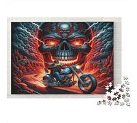 Skull Motorcycle Art 1000 Pc Premium Cardstock Jigsaw Puzzle for Couple Partners, Concentration Puzzle, Indoor Leisure Time, Perfect Housewarming Gift 70x50cm/1000pcs