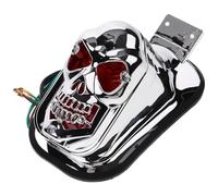 Skull Motorcycle Tail Light Assembly for Motorcycle, Halloween Season | ABS Silver Waterproof Design, Ghost Head Shape, Enhances Visibility for Nighttime Rides, Fits Most Models