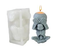 Skull Mould, Silicone Skull Mould,Listen See Speak No Evil 3D Skull Status Making Tool | Festival Decorations Make Shapes, Craft Candle Mould for Halloween