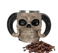 Skull Mug Coffee,Tankard Coffee Mug Skeleton Resin Beer Cup Drinking Cup | 3D Carving Double Sided Skull for Father's Day Bar Halloween Party