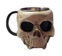 Skull Mug, Gothic Creepy Realistic Skull Cup, Macabre Coffee Mugs/Cup, Halloween Horror Atmosphere Decor Skull Cup, Resin Skull Cup with Handle for Coffee & Horror Lover