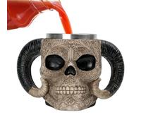 Skull Mug | Tankard Coffee Mug Skeleton Resin Beer Cup Drinking Cup | Skeleton 3D Carving Double Sided Pattern for Bar Drinking Halloween Party Drinkware Gift