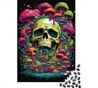 Skull Mushroom Forest 1000 Piece Jigsaw Puzzle Paper for Adults Psychedelic Art Scene Relaxation Home Decor Gift 70x50cm/1000pcs