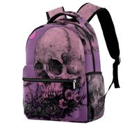 Skull Mushroom Moon Plant Purple Backpack Rucksack for Girls Boys Schoolbag for Elementary Middle Students