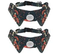 Skull Mushroom Vintage Plants Moon Garden Pattern Dog Collar Bowtie, Comfortable Adjustable Dog Bow Tie Collar for Small Boys and Girls Pets
