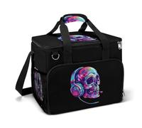 Skull Music Large Lunch Bag Soft Cooler Bag Insulated Thermal Bag Reusable Grocery Bags for Office Picnic Beach