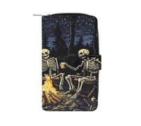 Skull Music Party Skeleton Day Death Gothic Long Zippered Pouch Slim Clutch Organizer Purse Money and Credit Card Holder for Men Women