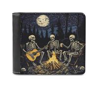Skull Music Party Skeleton Day Death Gothic Printed Bifold Wallet with Hidden Compartments Pocket Money and Credit Card Holder for Men Women