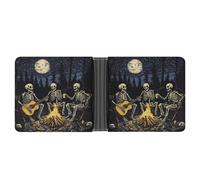 Skull Music Party Skeleton Day Death Gothic Printed Bifold Wallet with Hidden Compartments Pocket Money and Credit Card Holder for Men Women