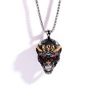 Skull Necklace for Men, Gothic Demon Skull Head Necklace, Red Eye Skull Necklace, Viking Skull Pendant Necklace with 23.6 Inch Chain, Hip Hop Necklace, Punk Skull Jewellery
