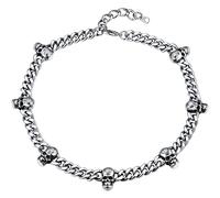 Skull Necklace Goth Necklace Silver Cuban Link Chain for Men Stainless Steel Skeleton Necklace