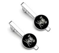 Skull Never Say Die Silver Tie Clip Suit Accessories for Men Necktie Bar Set Pin Business Wedding