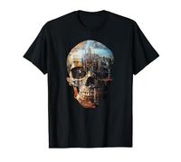 SKULL NEW YORK SKYLINE abstract Stylish Double exposure T-Shirt