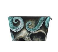Skull Octopus Art Leather Travel Wash Bag, Stylish and Durable, Easy to Carry