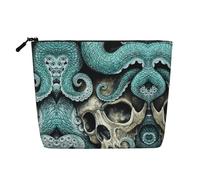 Skull Octopus Art Multi Functional Single-Layer Linen Makeup Bag - Fashionable and Practical Cosmetic Storage Bag