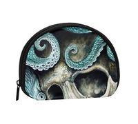 Skull Octopus Art Portable Mini Change Storage Bag, Stylish and Compact Coin Purse, Suitable for Daily Carrying