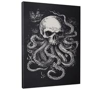 Skull Octopus Canvas Wall Art, Black White Nautical Poster Prints, Gothic Home Aesthetic Decor For Living Room, Bedroom, Study, Unframed 12x16 Inch