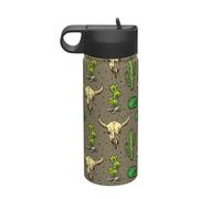 Skull of Bull and Cute Cactus Printing Travel 18oz Sports Insulated Kettle Water Bottle Stainless Steel Kettle Portable Cup