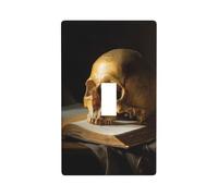 Skull On an Open Book Light Switch Cover Decorative Single Toggle 1 Gang Wall Plate for Kitchen Farmhouse Bedroom Bathroom Art Decor