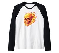 Skull on fire, Flame, Rock, Modern and Design! Raglan Baseball Tee
